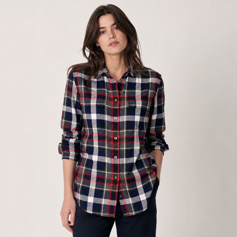 Equipment Femme Button front Flannel Shirt Blue Red Plaid Size XS